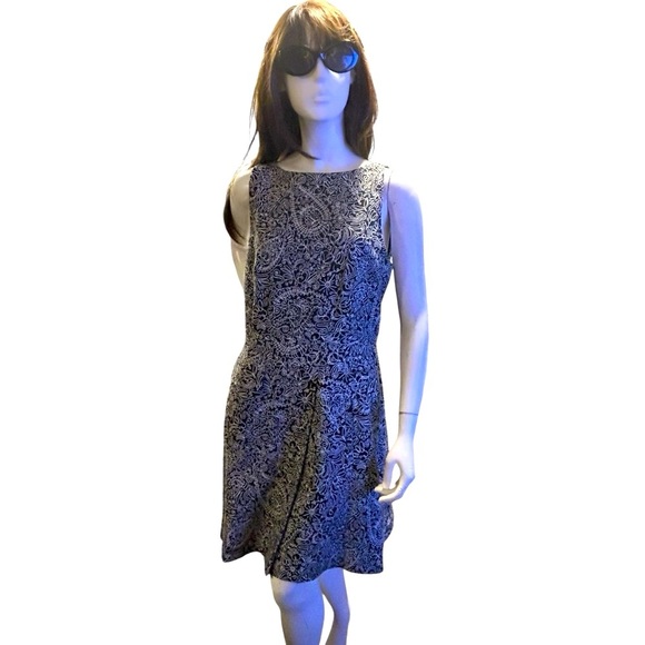 Tory Burch Paisley – Size 12 – Black & White Faux Wrap Dress - Picture 1 of 10